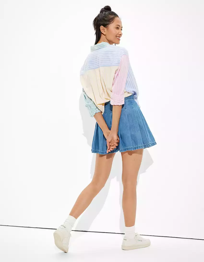 AE Denim Pleated Skirt