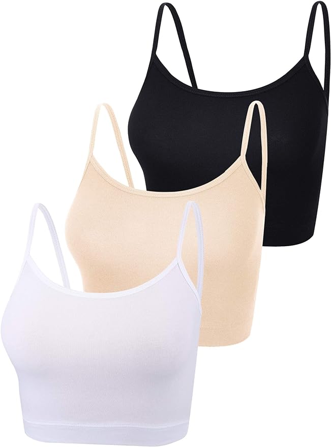 Boao 3 Pcs Crop Camisole Top Spaghetti Strap Tank Sleeveless Crop Tank Top for Women Sports amazon