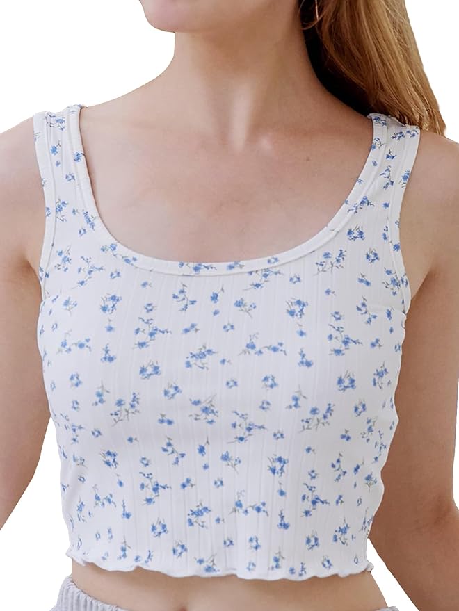 SweatyRocks Women's Casual Summer Floral Print Sleeveless Stretch Crop Tank Top from Amazon