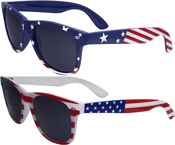 grinderPUNCH 2 Pairs Bulk American Sunglasses USA Flag Classic Patriot from Amazon