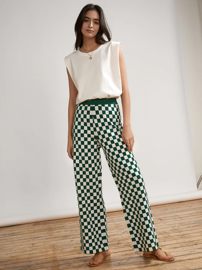 KITRI Kara Checker Knitted Trousers