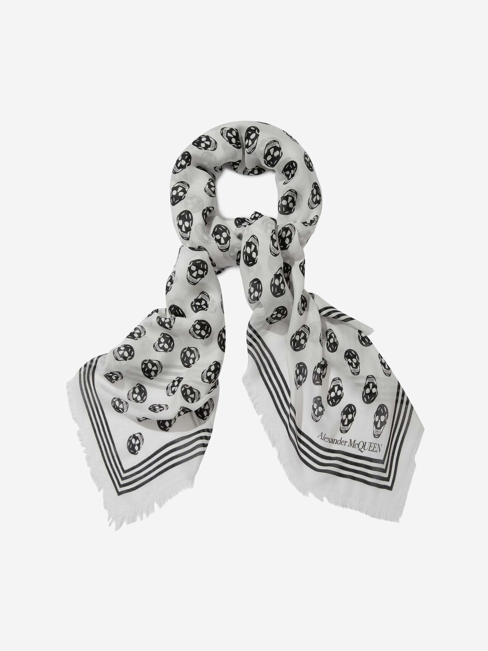 McQueen Women's Biker Skull Scarf in Ivory