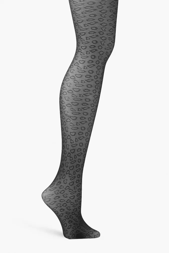 Boohoo SEMI SHEER LEOPARD PRINT TIGHTS