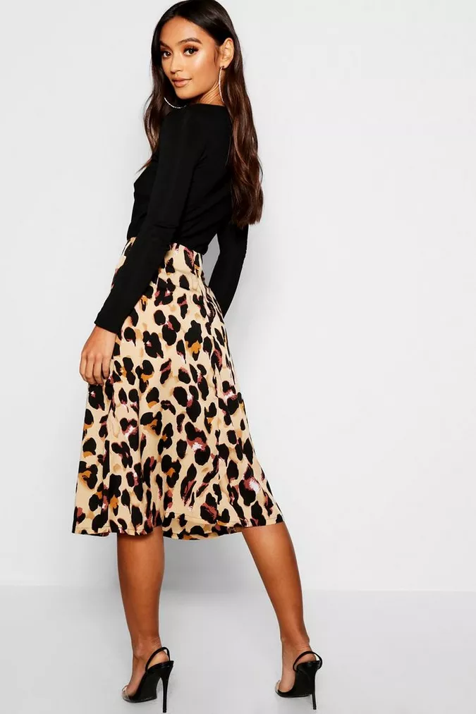 Boohoo-female-leopard-petite-leopard-print-bias-cut-midi-skirt