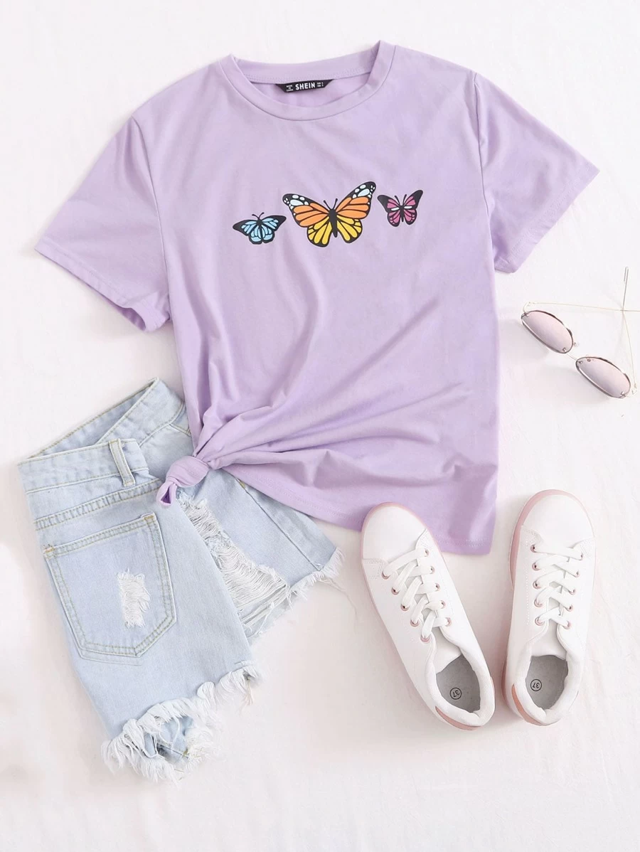 SHEIN Butterfly Print Top