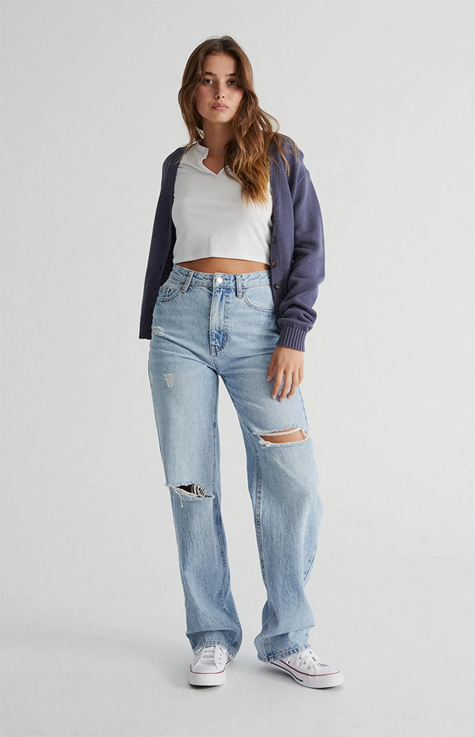 PacSun Eco Light Blue Ripped Boyfriend Jeans