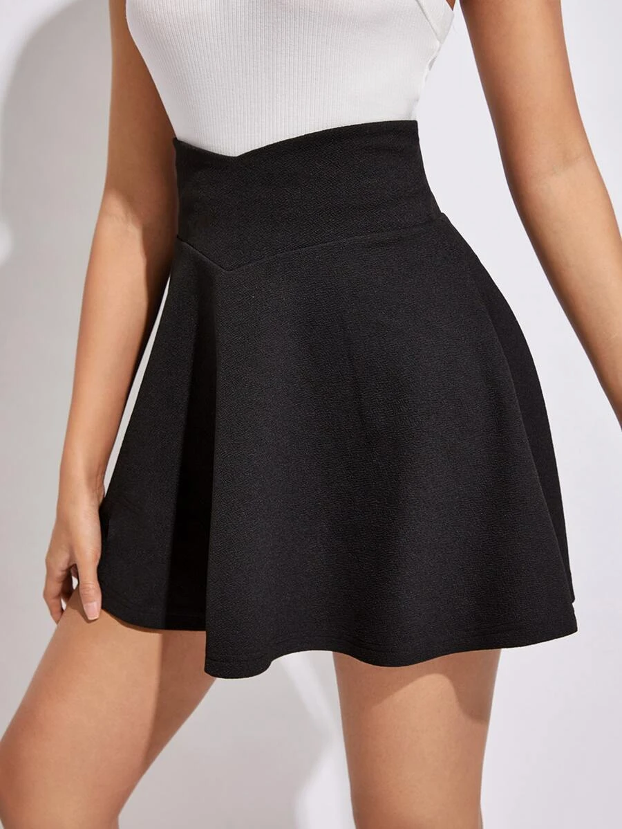 SHEIN PETITE Zip Back A-line Skirt