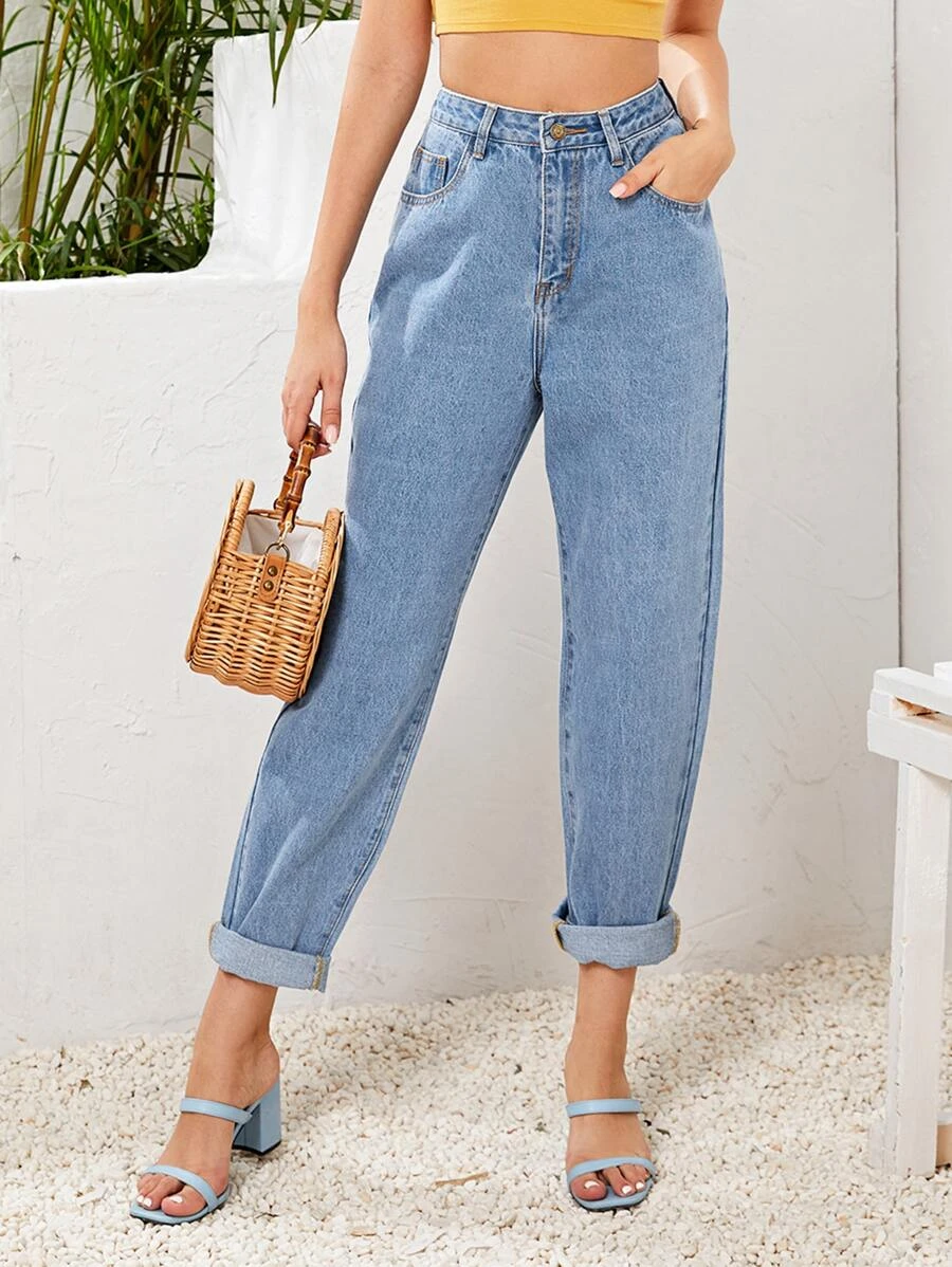 SHEIN High Waist Straight Leg Jeans