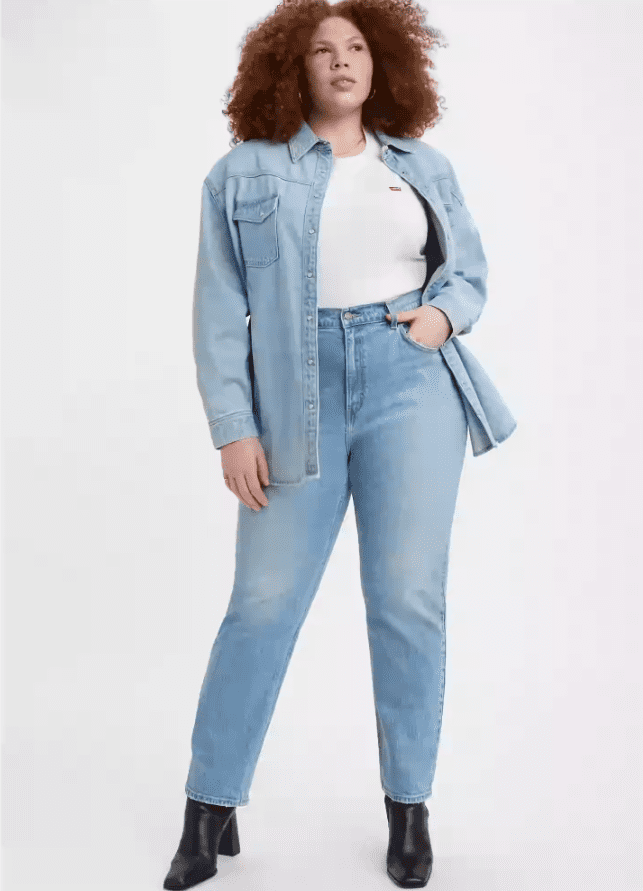 70S HIGH SLIM STRAIGHT WOMEN'S JEANS (PLUS SIZE)