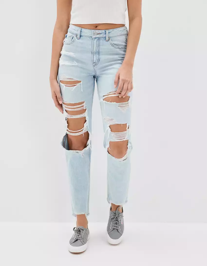 AE Strigid Ripped Mom Jean