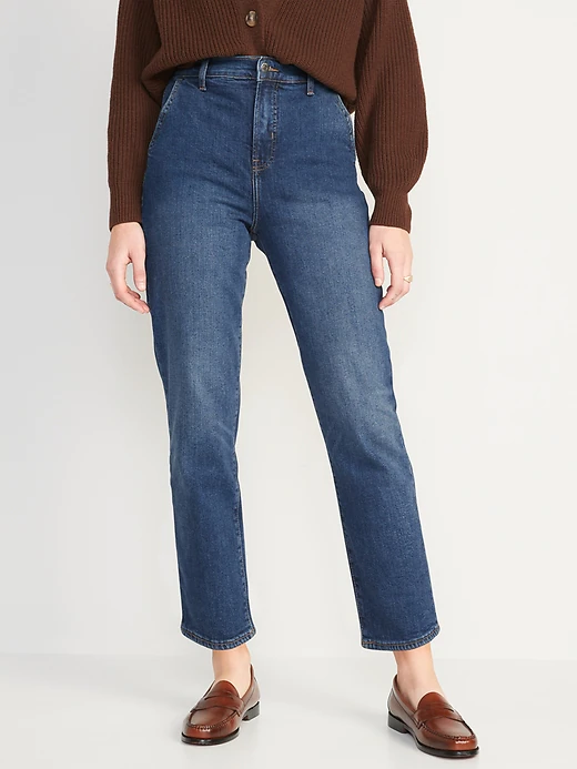 Extra High-Waisted Sky-Hi Straight Cropped Workwear Jeans for Women