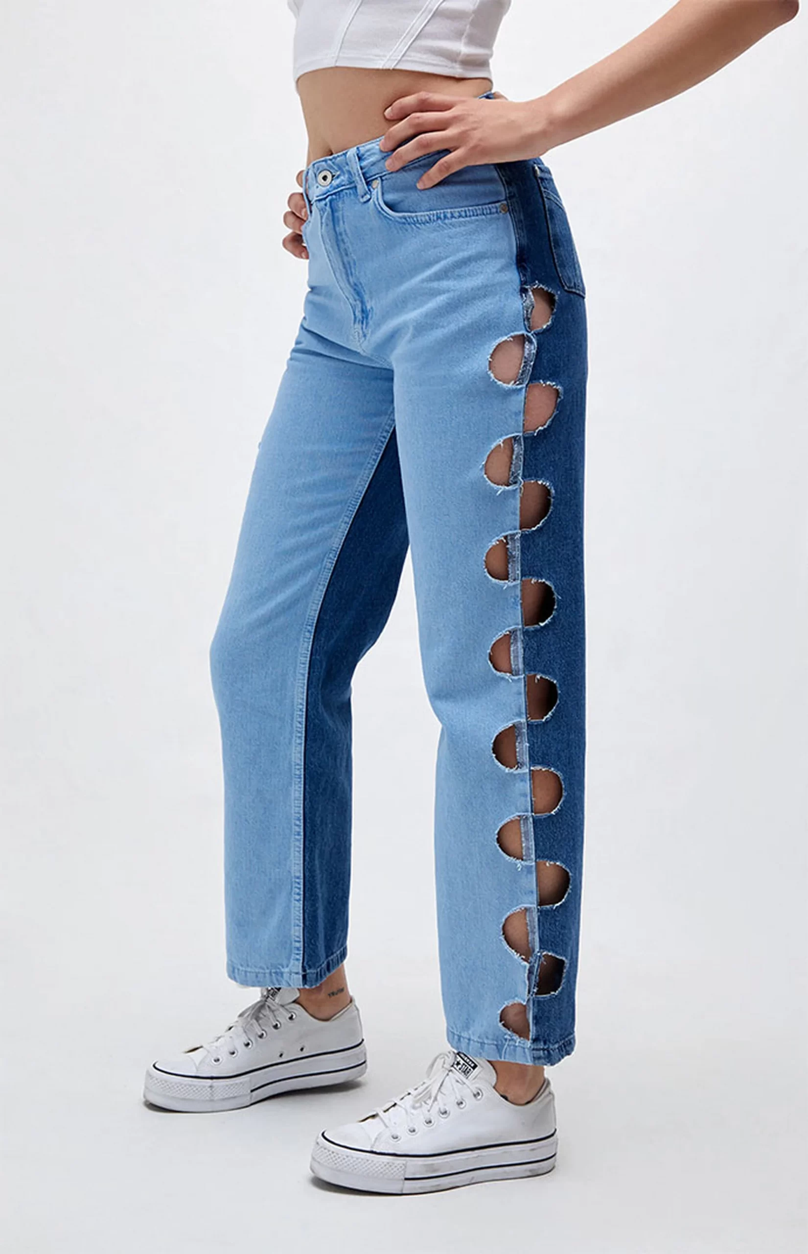 Ragged Jeans Zonked Cutout Dad Jeans