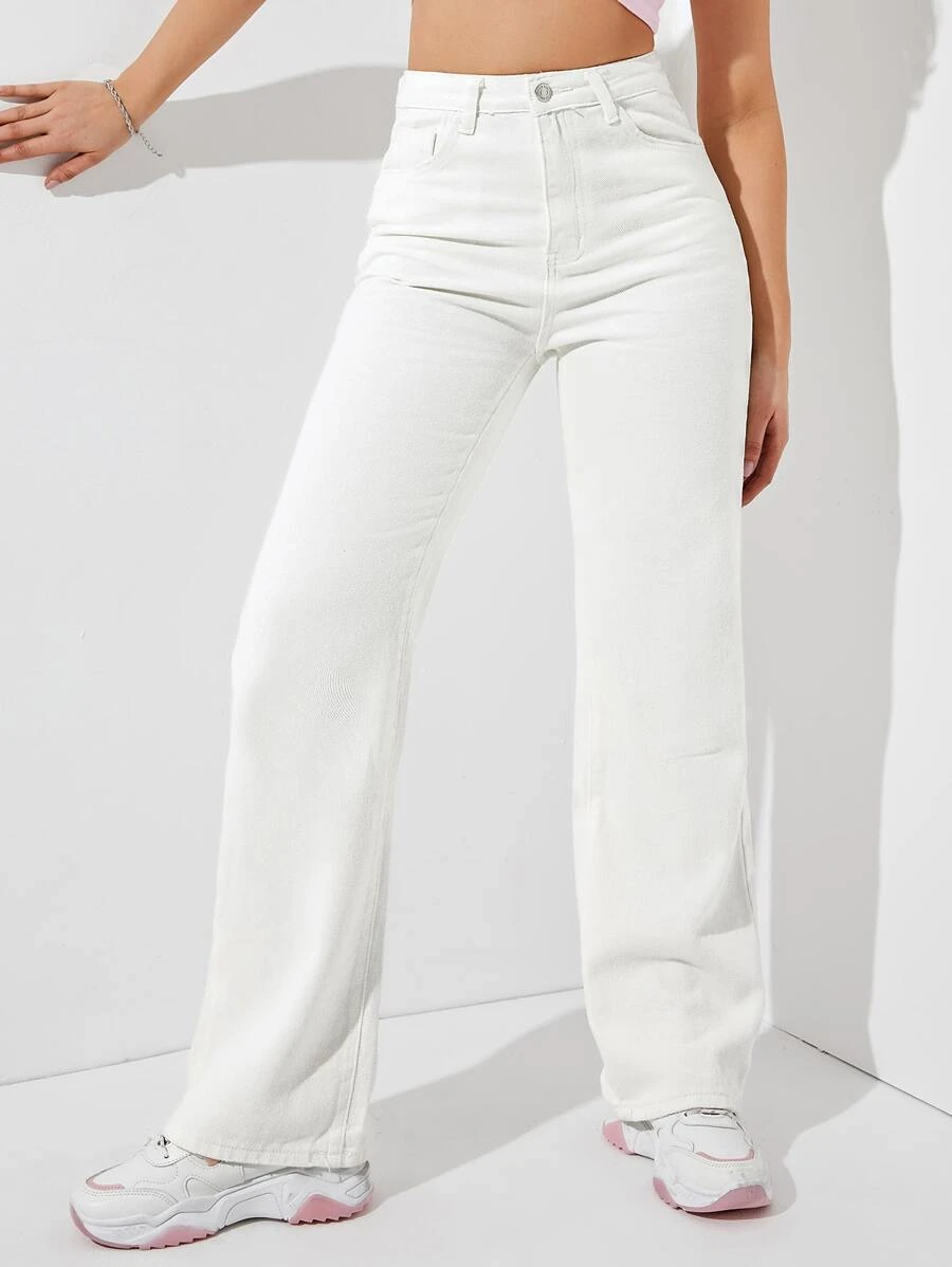 High Waist Solid Jeans SHEIN