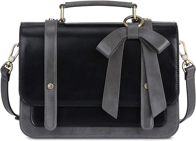 ECOSUSI Small Crossbody Bags Vintage Satchel Work Bag Vegan Leather Shoulder Bag with Detachable Bow Amazon