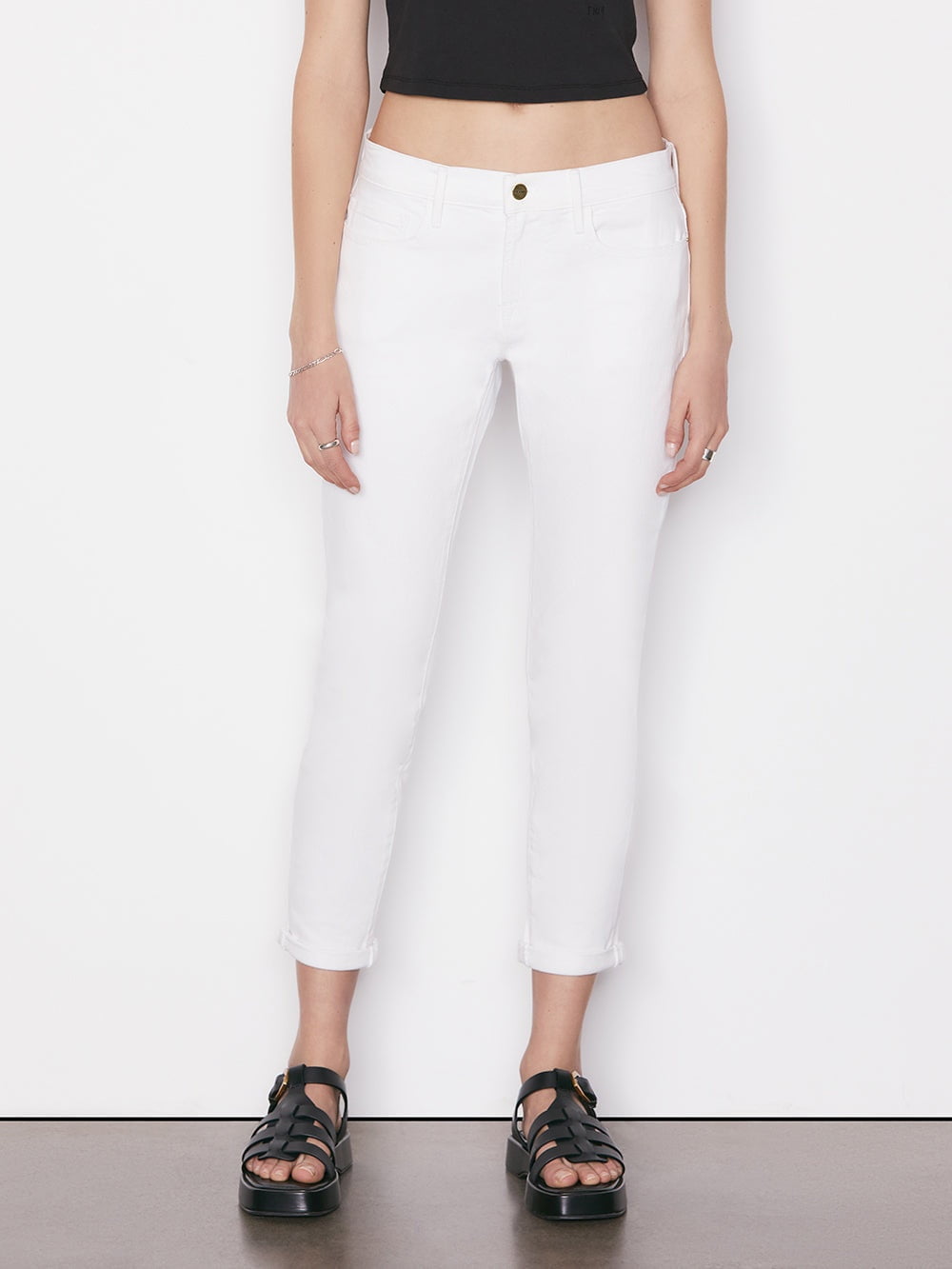 FRAME Le Garcon White Boyfriend Jeans