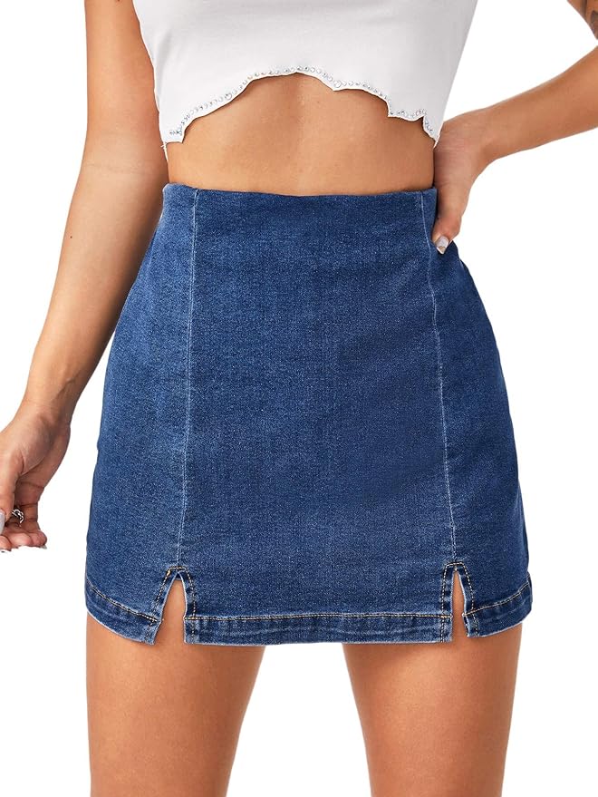 Floerns Women's Casual Split Hem High Waist Denim Skorts Skirt Shorts Amazon
