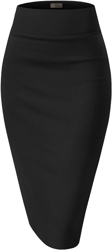 Hybrid & Company Women Premium Nylon Ponte Stretch Office Pencil Skirt High Waist Made in The USA Below Knee Amazon