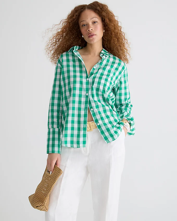 JCREW Green Garçon cotton voile shirt in gingham