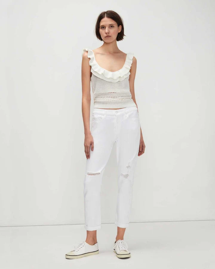 7 For All Mankind LUXE VINTAGE JOSEFINA WITH DESTROY IN BROKEN TWILL WHITE