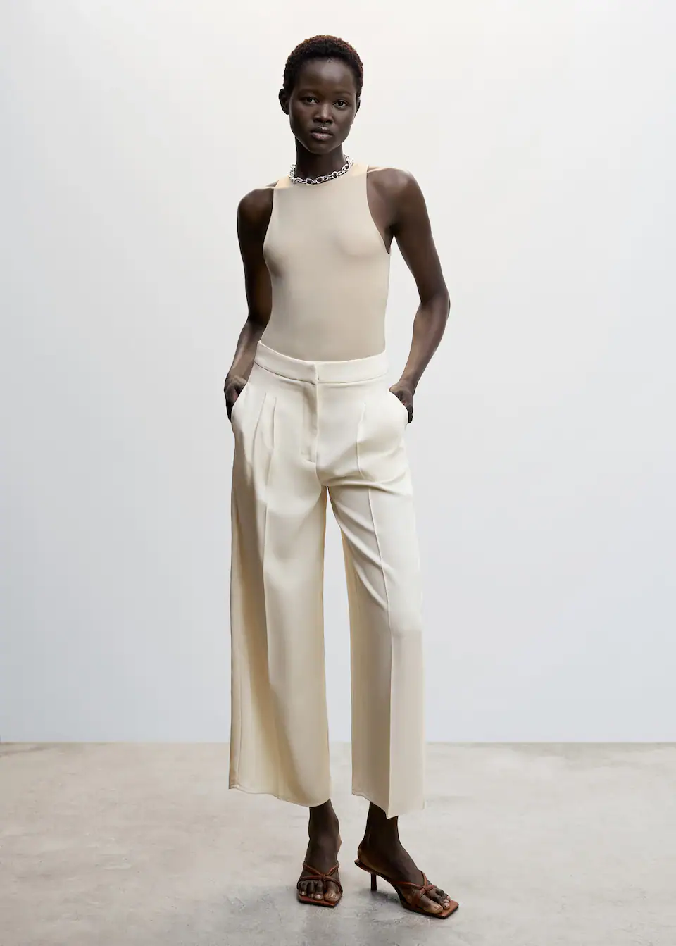 MANGO Wideleg pleated pants