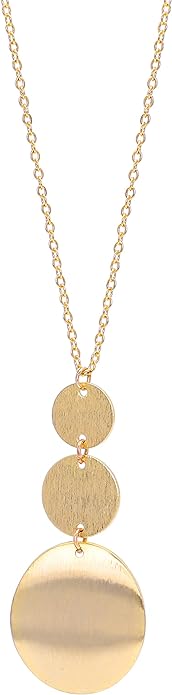 PERNNLA PEARL Long Disc Pendant Necklace for Women 18K Gold Plated Sweater Chain Fashion Jewelry Amazon