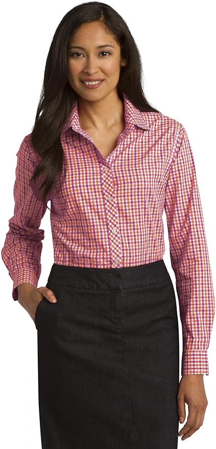 Port Authority Women's Long Sleeve Gingham Easy Care Shirt Amazon