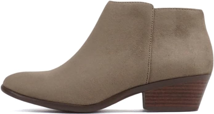 Soda Women's Mug Round Toe Faux Suede Stacked Heel Western Ankle Bootie Amazon