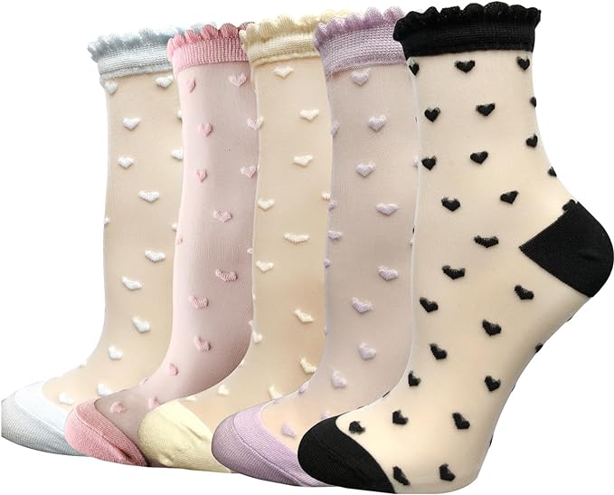 5 or 15 Pairs Clear Women Sheer Socks Thin Summer Socks Liners Lace Tulle Ankle Transparent Cute Cuff Socks Amazon