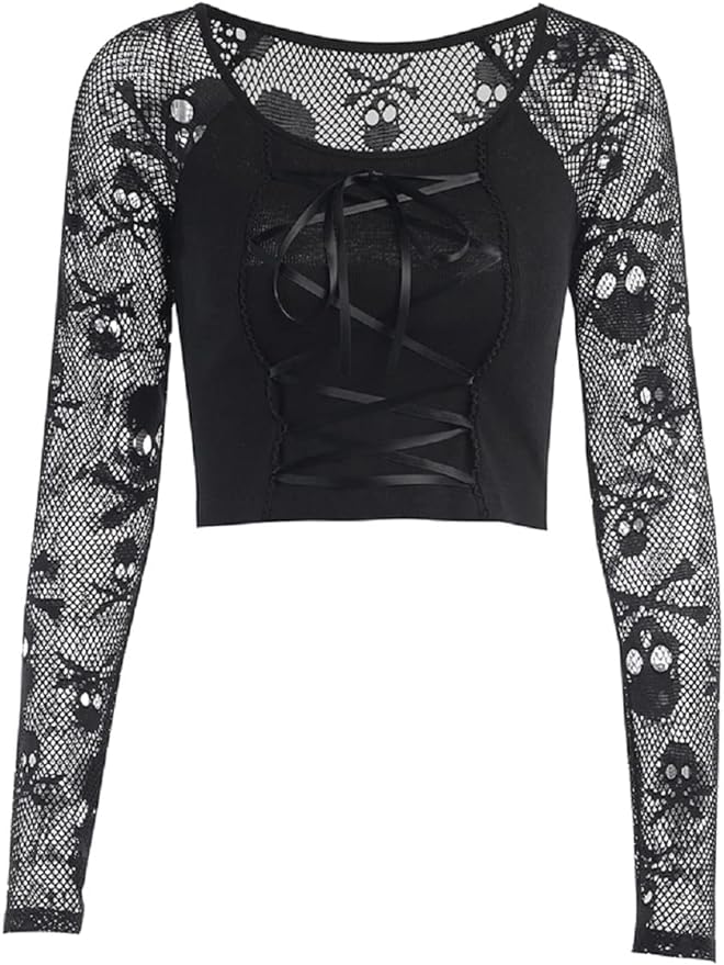 61Black Gothic Summer Cropped T-Shirts Fashion Short Sleeve Halter T Shirts for Girls Women Amazon