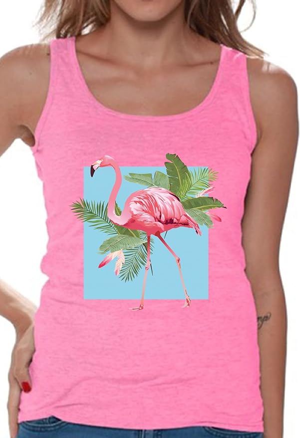 Awkward Styles Punk Flamingo Tank Top for Women Floral Flamingo Tank Beach Shirt Amazon