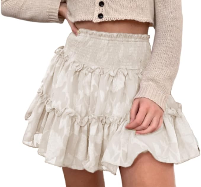BerryGo Womens Boho Floral High Waist Ruffle A-line Mini Skirt Amazon