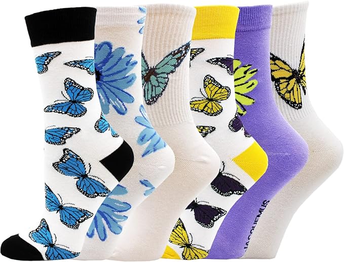 Bycikool Women's Novelty Socks Crew Fun Funky Colorful Casual Cotton Dress Socks Multi-Pack Amazon