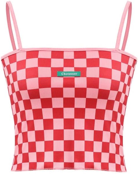Chounuer Summer Women Plaid Camis Sexy Checkerboard Ladies Crop Top Patchwork Tank Tops Outerwear Lingerie Female Camisole Amazon