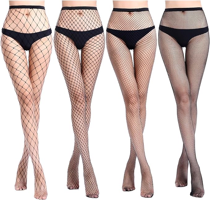E-Laurels Womens High Waist Patterned Fishnet Tights Suspenders Pantyhose Thigh High Stockings Black Amazon