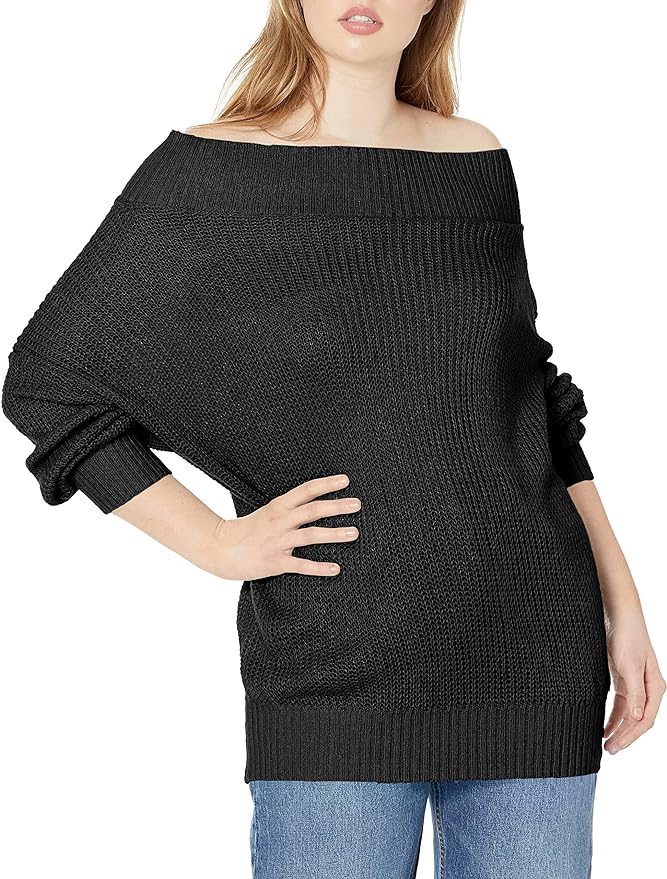 EXLURA Women's Off Shoulder Sweater Batwing Sleeve Loose Oversized Pullover Knit Jumper Amazon