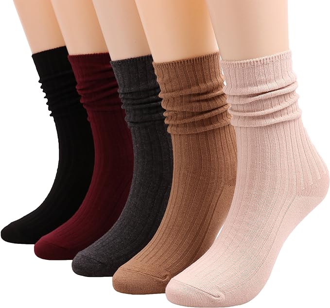 Galsang Women's Socks Thick Knit Wool Thermal Casual Crew Socks,Cozy Warm Slouch Cotton Knit Calf Socks Gift For Women