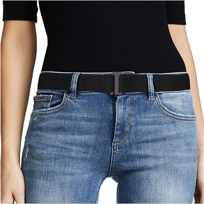 JASGOOD Women No Show Stretch Belt Invisible Elastic Web Strap Belt with Flat Buckle for Jeans Pants Dresses Amazon