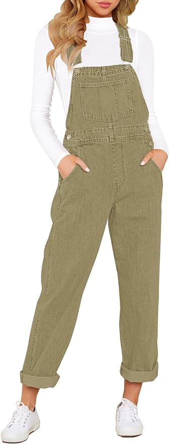 LookbookStore Women's Casual Stretch Denim Bib Overalls Pants Pocketed Jeans Jumpsuits Amazon