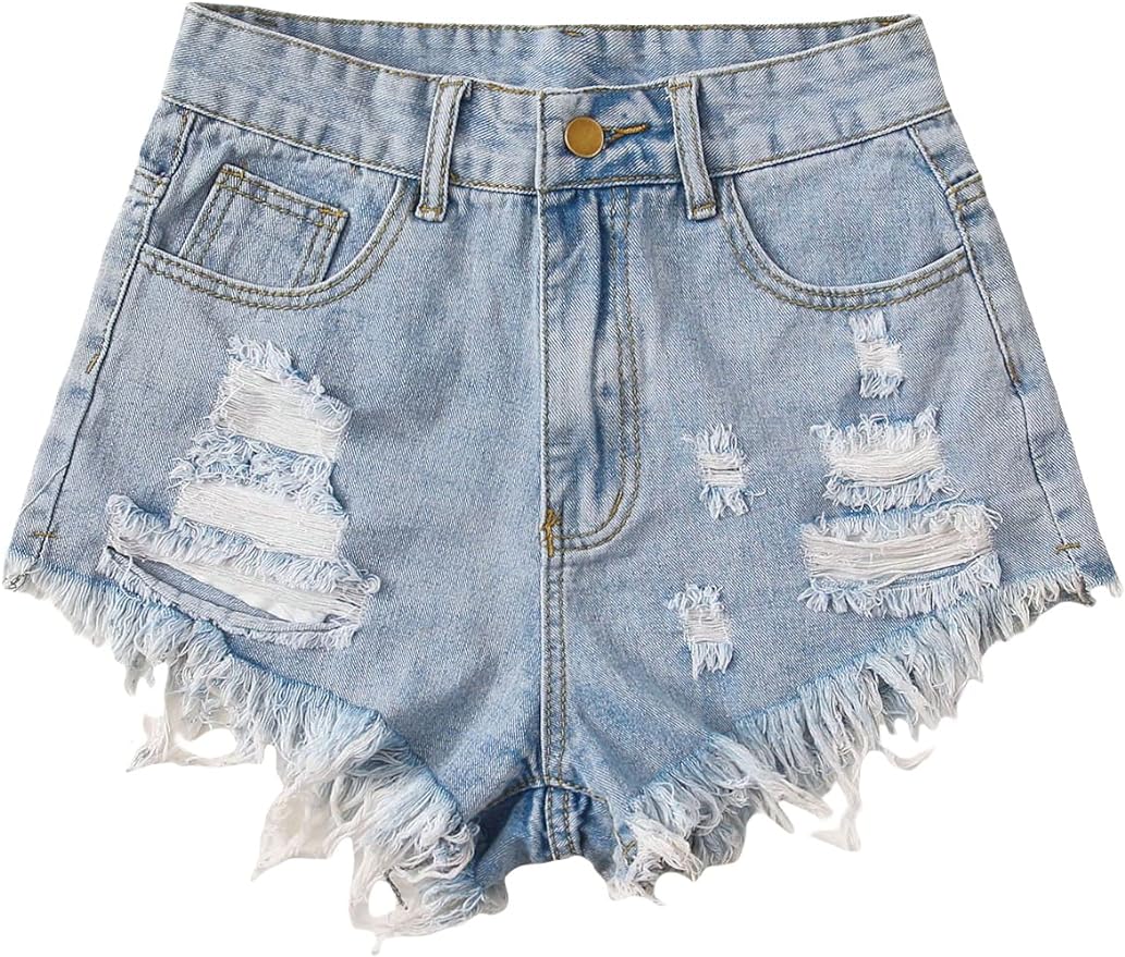 MakeMeChic Women's Casual Jean Shorts Distressed Summer Denim Jean Shorts