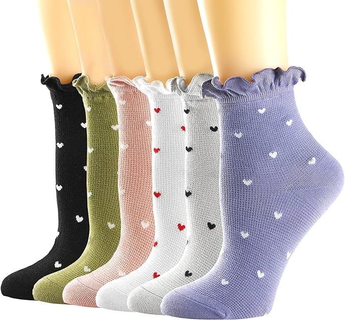 Mcool Mary Womens Socks, Ruffle Casual Ankle Socks Breathable Cool Cotton Knit Lettuce Crew Sock 6 Pack Amazon
