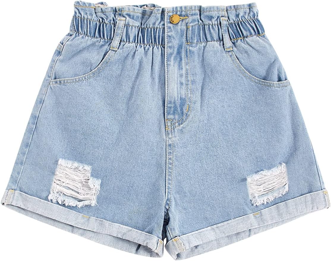 Milumia Women's Casual High Waisted Hemming Denim Jean Shorts with Pockets Amazon