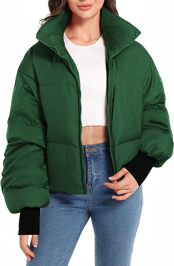 Orolay Womens Winter Oversized Short Down Jacket Crop Zip Puffer Coat Amazon
