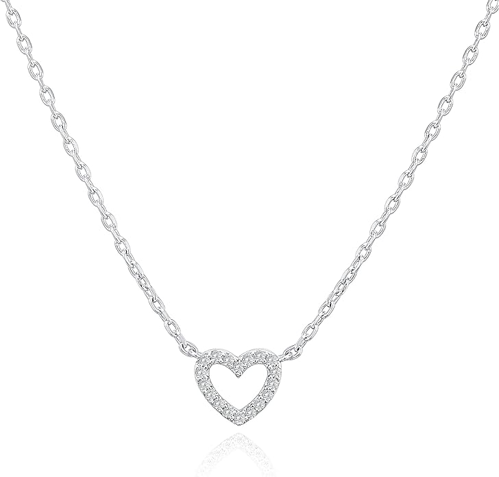 PAVOI 14K Gold Plated Cubic Zirconia Heart Necklace Cute Dainty Love Pendant Necklaces for Women Amazon