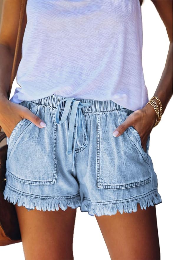 SESERAGI Womens Cotton Linen Shorts Soft Elastic Waist Summer Casual Short Pants Amazon