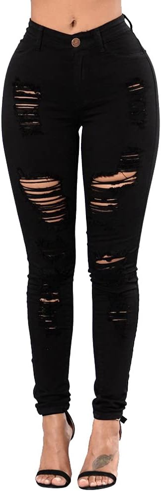 TKMUNY Women's High Rise Stretch Skinny Ripped Jeans Distressed Denim Leggings Amazon