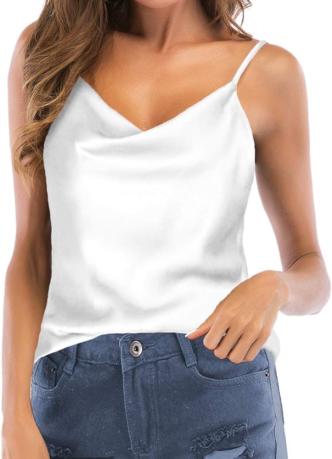 TOUTOUAI Women's Cowl Neck Camis Satin Tank Top Camisoles Blouses Amazon