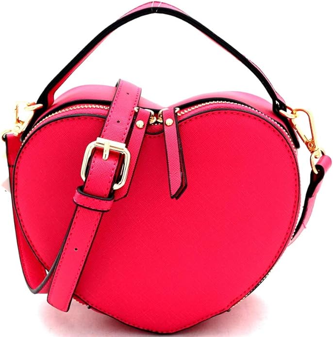 Trendeology Cute Heart Shape Girls Womens Vegan Leather Small Handle Satchel Crossbody Purse Amazon