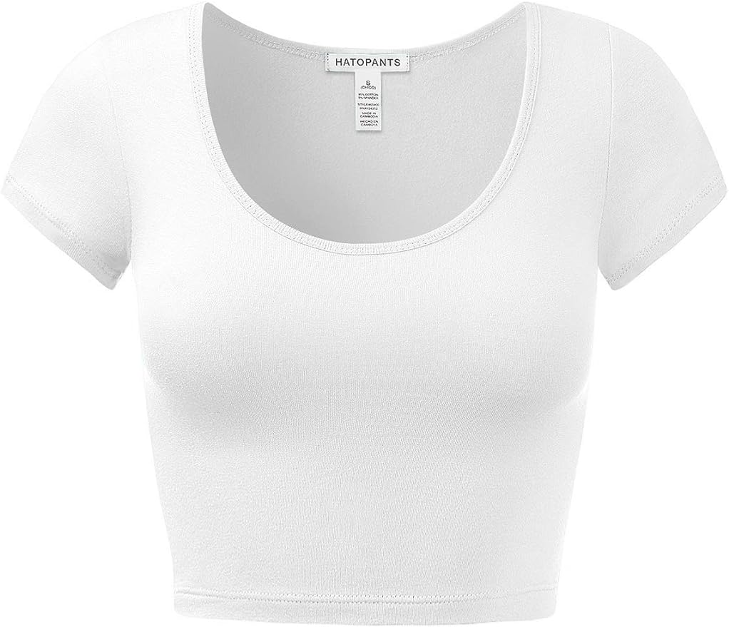 Women's Cotton Basic Scoop Neck Crop Top Short Sleeve Tops Amazon