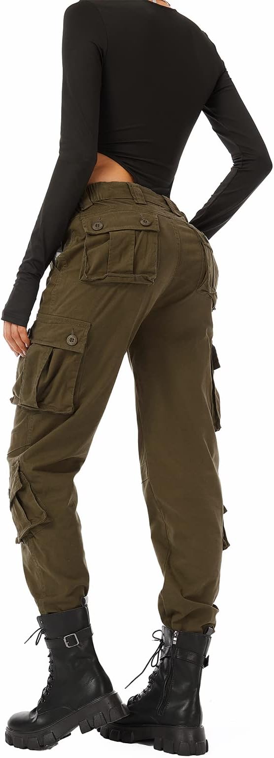 Women's Cotton Casual Military Army Cargo Combat Work Pants with 8 Pocket