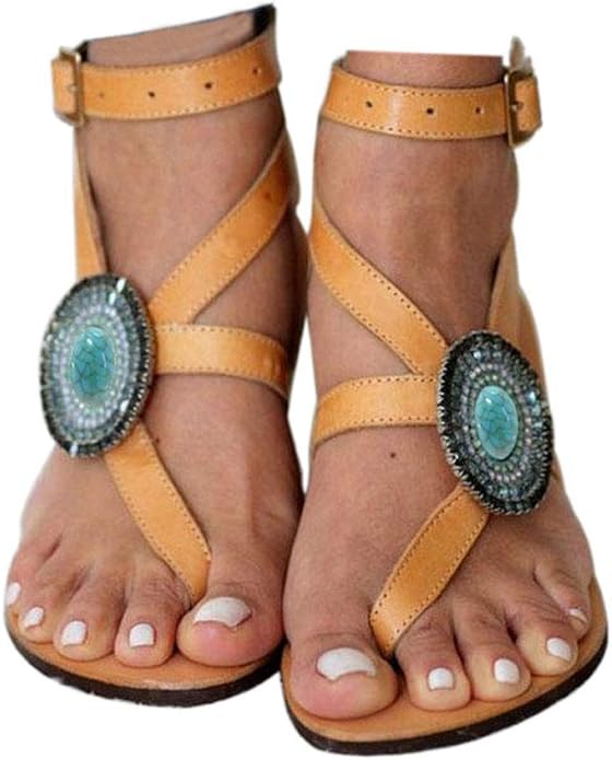 Women's Gladiator Sandals,Cross Tie Flat Sandals,Beach Sandals Amazon